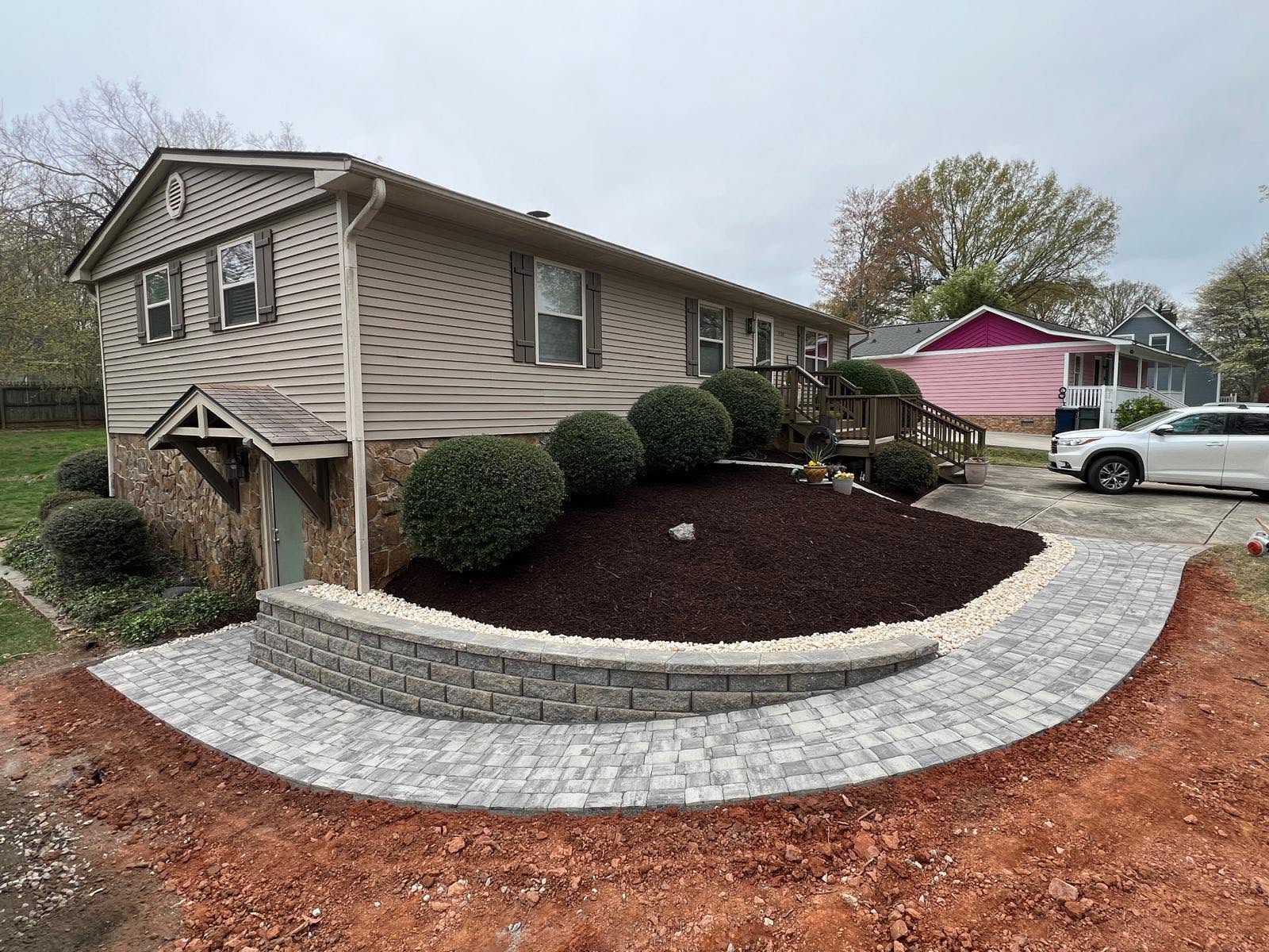 Raised Wall & Curved Walkway